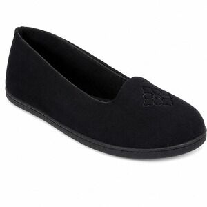 Dearfoams Rebecca Black Microfiber Velour Slippers XL 11-12 Wide Width New